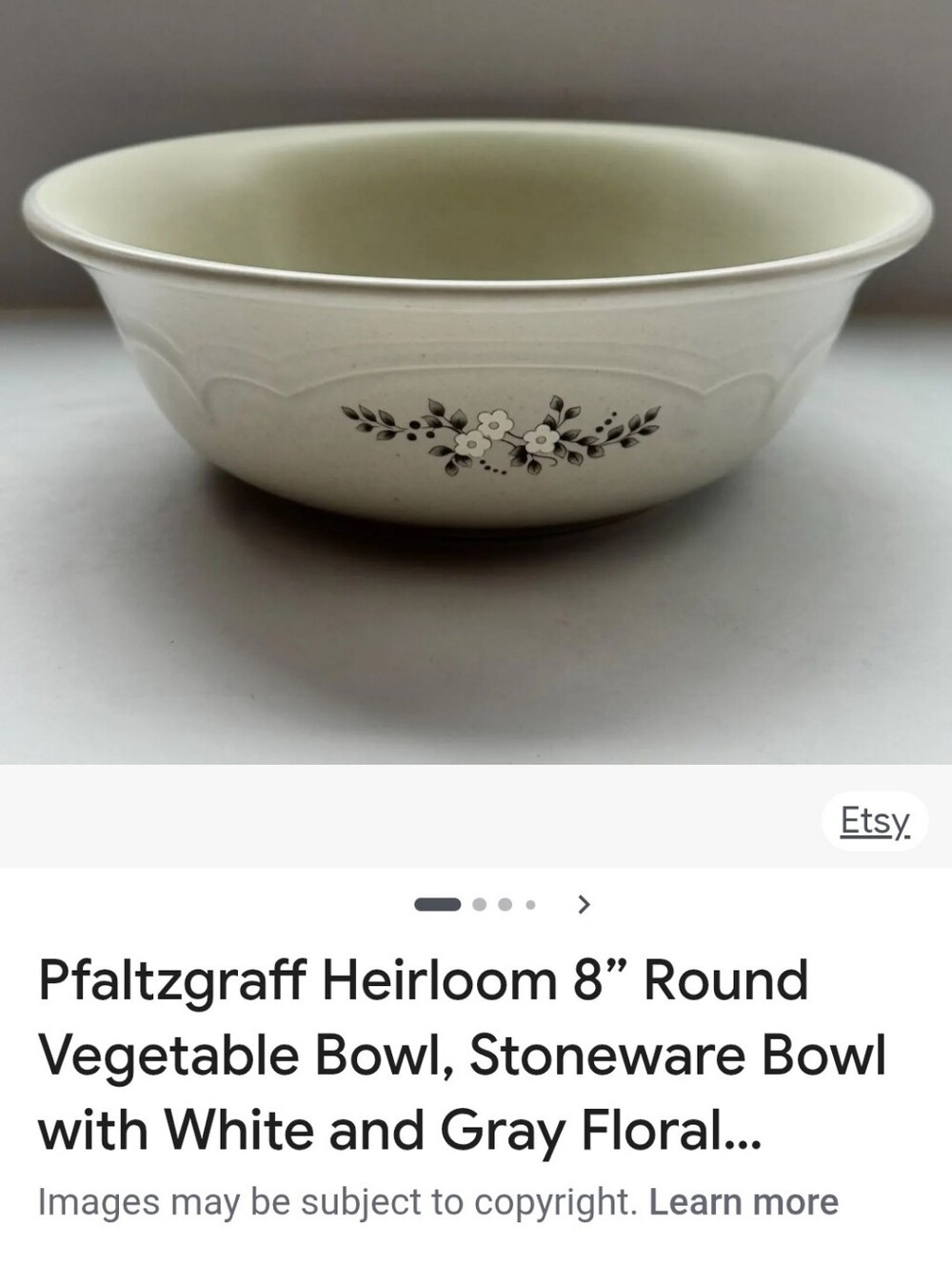 Pfaltzgraff Stonware Serving Bowl 8in Heirloom